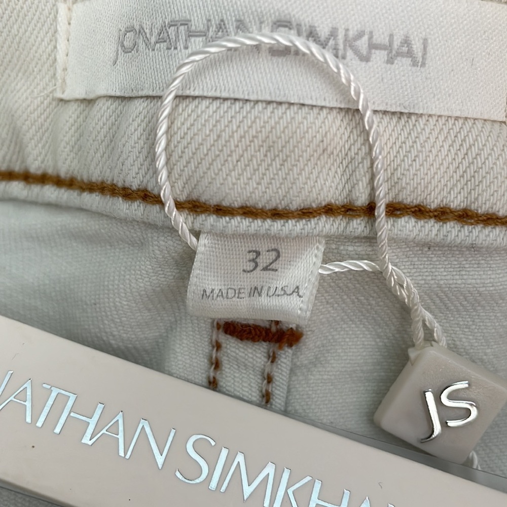 Jonathan Simkhai | High Rise Straight Leg White and Blue Dipped Jeans NWT - Picture 13 of 16